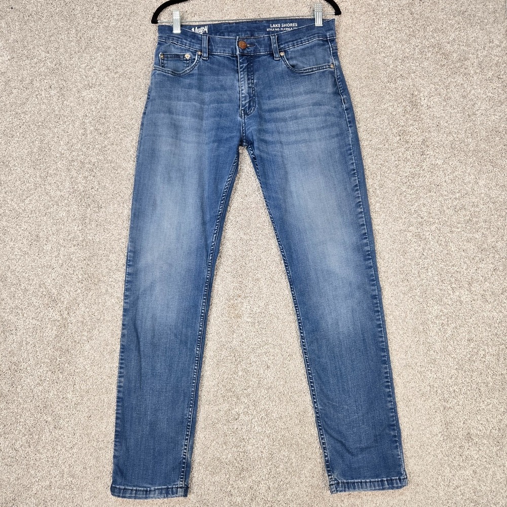 Mugsy Jeans Mens 32x32 ( fits 32x30) Slim Tapered Lake Shores Stretch Blue